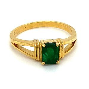 Certified Emerald .87ct Solid 18K Yellow Gold Ring